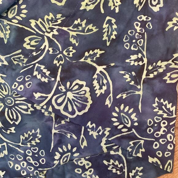 Soft Surroundings Cold Shoulder Tropical Batik Print Maxi Dress Floral Blue L - Picture 11 of 11